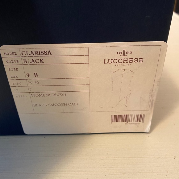 Lucchese Black Leather Half Calf Stiletto Boots - Picture 9 of 9